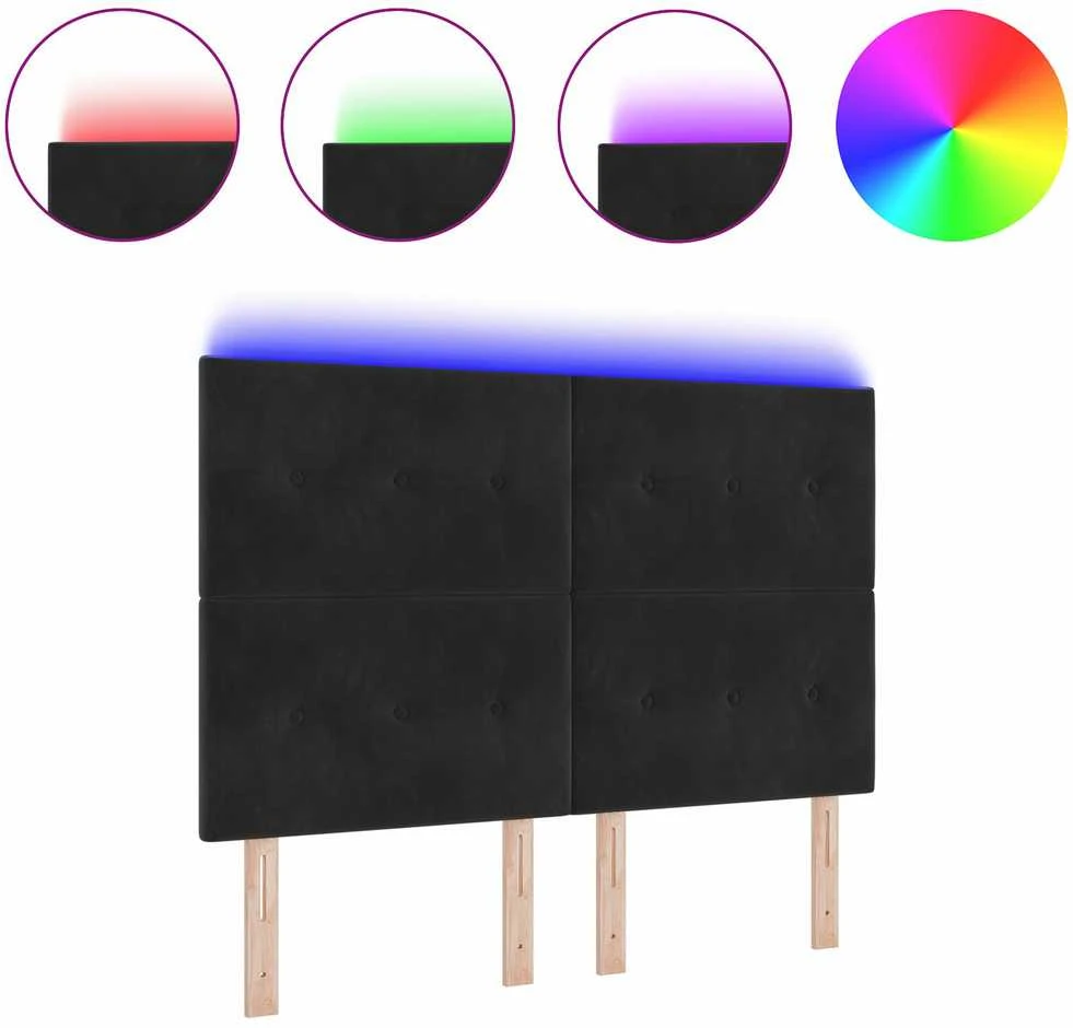 LED galvūgalis su LED juostelėmis Juodas 144 cm Aksomas
