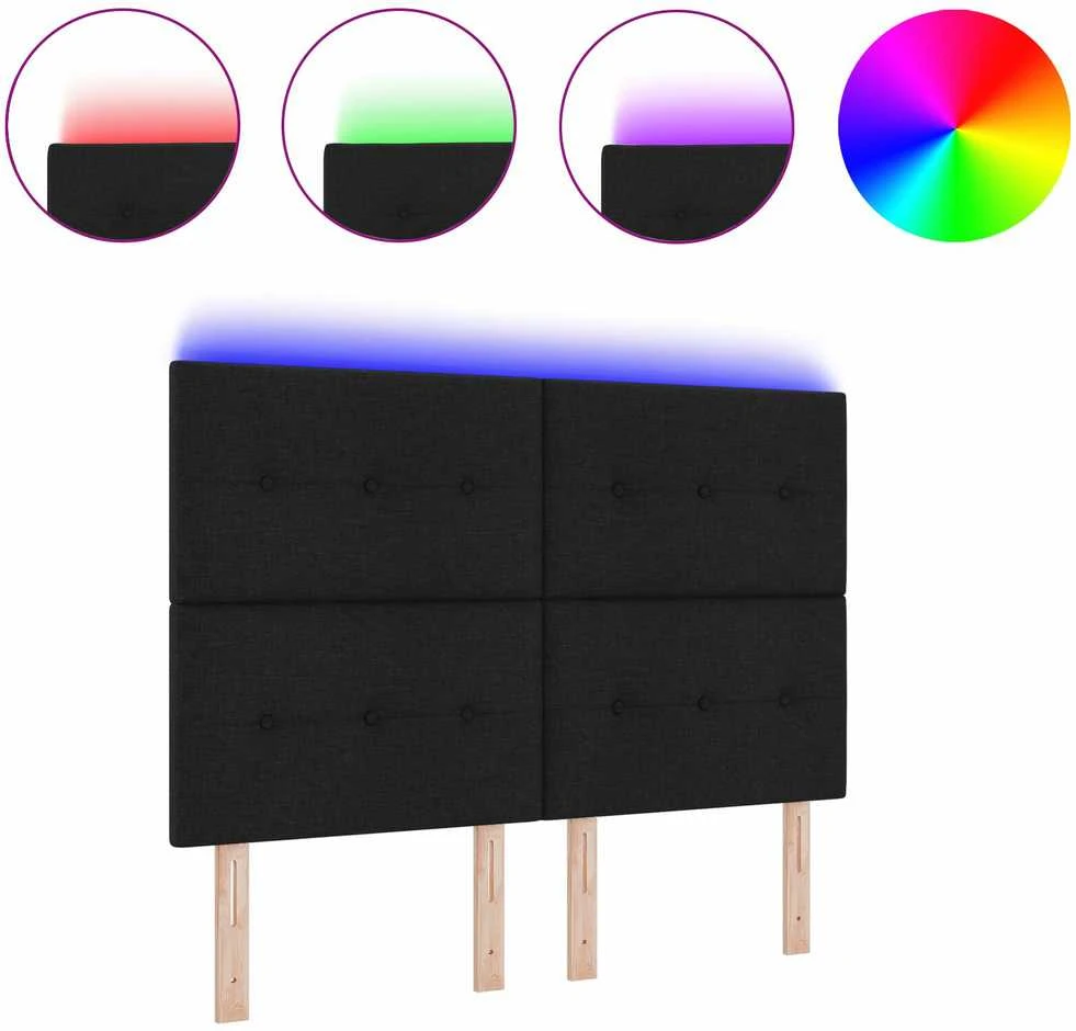 LED galvūgalis su LED juostelėmis Juodas 144 cm audinys