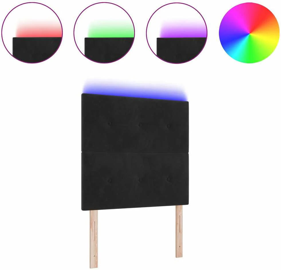 LED galvūgalis su LED juostelėmis Juodas 80 cm Aksomas