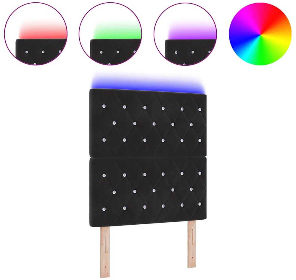 LED galvūgalis su LED juostelėmis Juodas 80 cm Aksomas