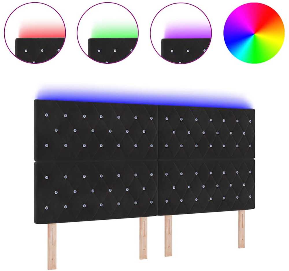 LED galvūgalis su LED juostelėmis Juodas 180 cm Aksomas