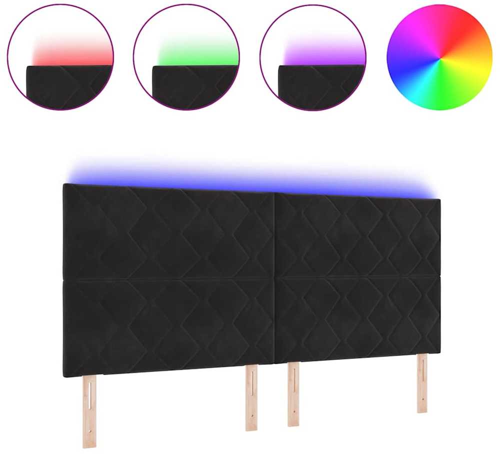 LED galvūgalis Juodas 200 cm Aksomas