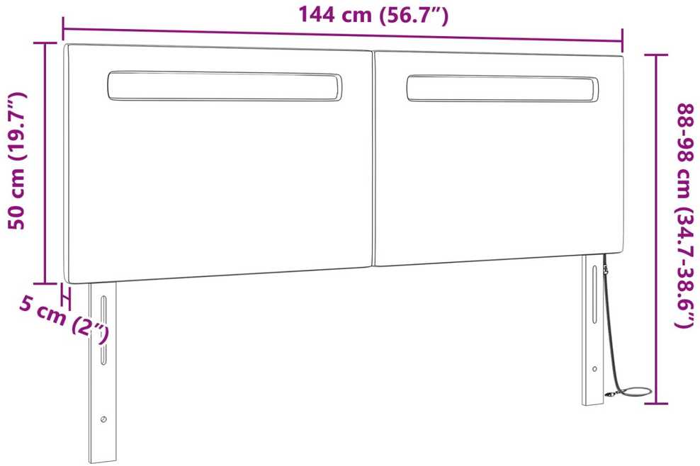 LED galvūgalis Kapučino 144 cm Dirbtinė oda
