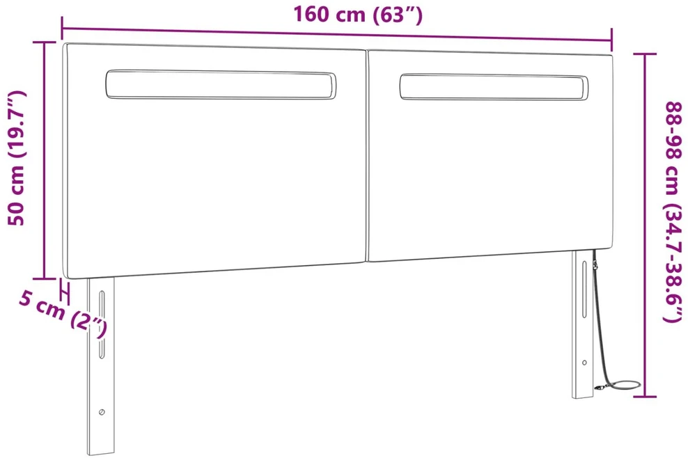 LED galvūgalis Kapučino 160 cm Dirbtinė oda
