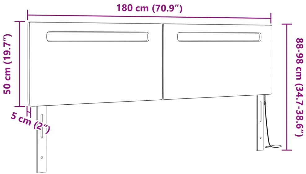 LED galvūgalis Kapučino 180 cm Dirbtinė oda