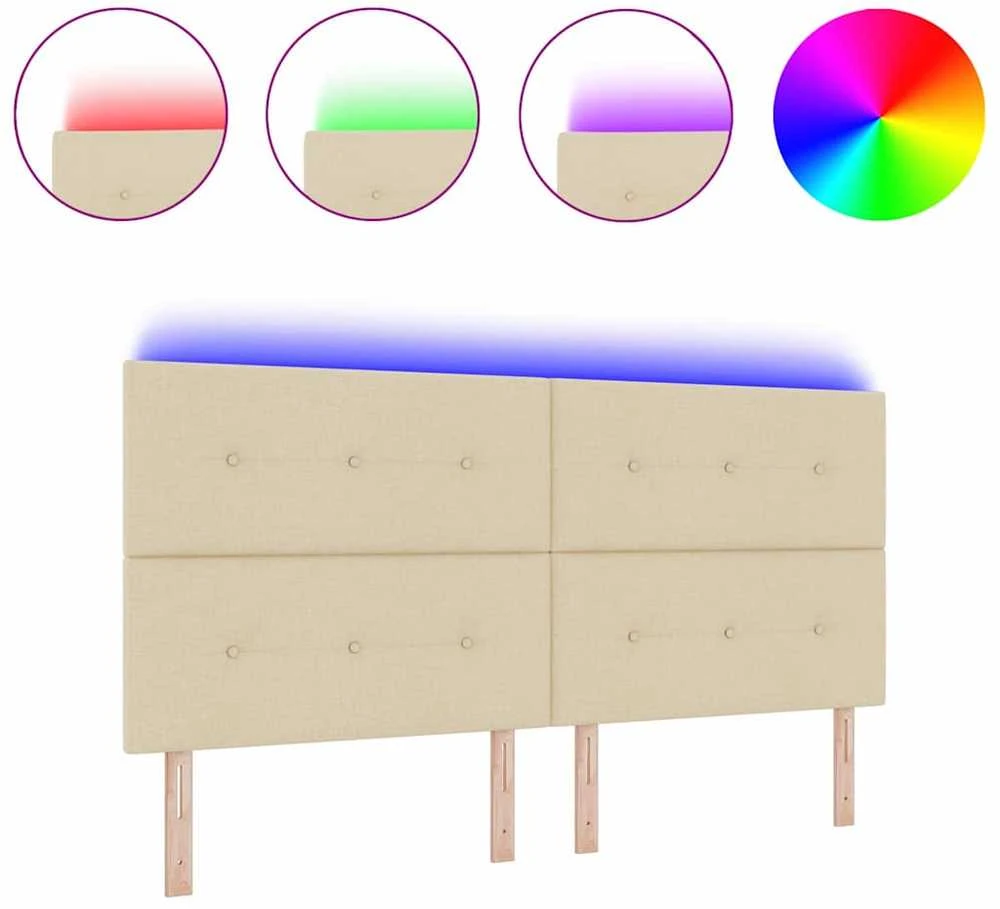 LED galvūgalis su LED juostelėmis Kreminė 200 cm audinys