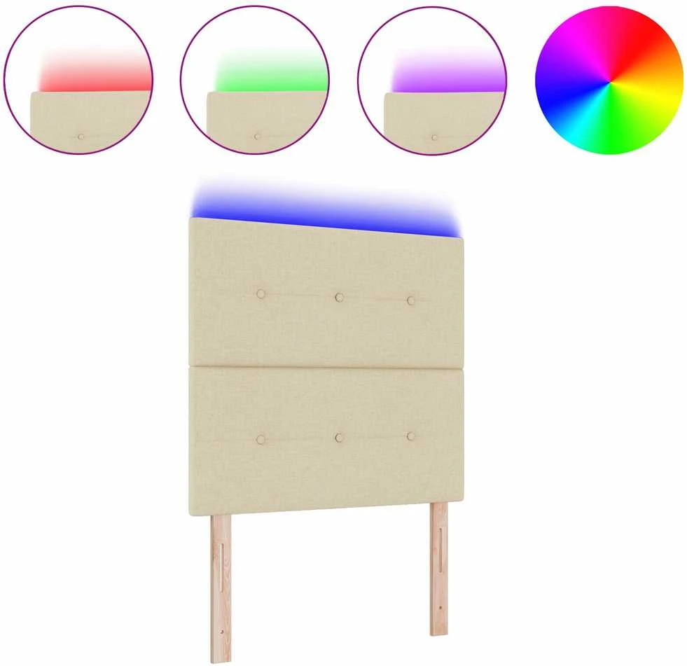 LED galvūgalis su LED juostelėmis Kreminė 100 cm audinys