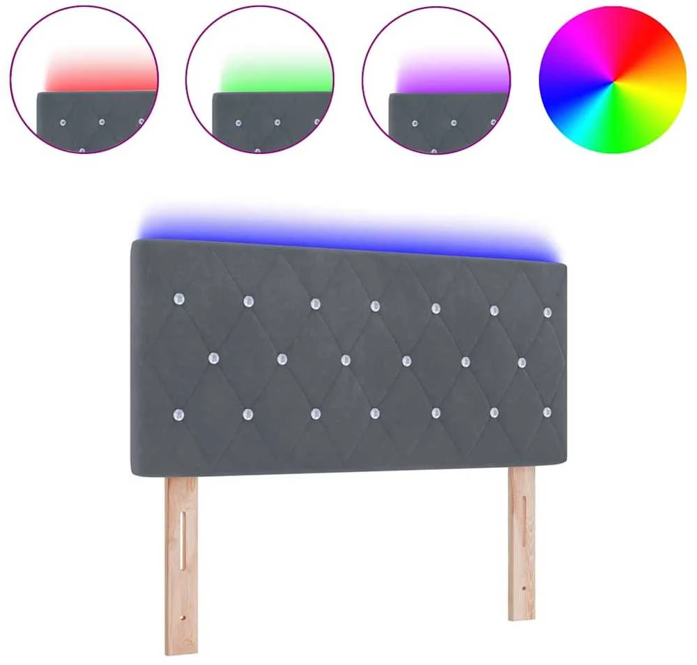 LED galvūgalis su LED juostelėmis Tamsiai pilka 90 cm Aksomas