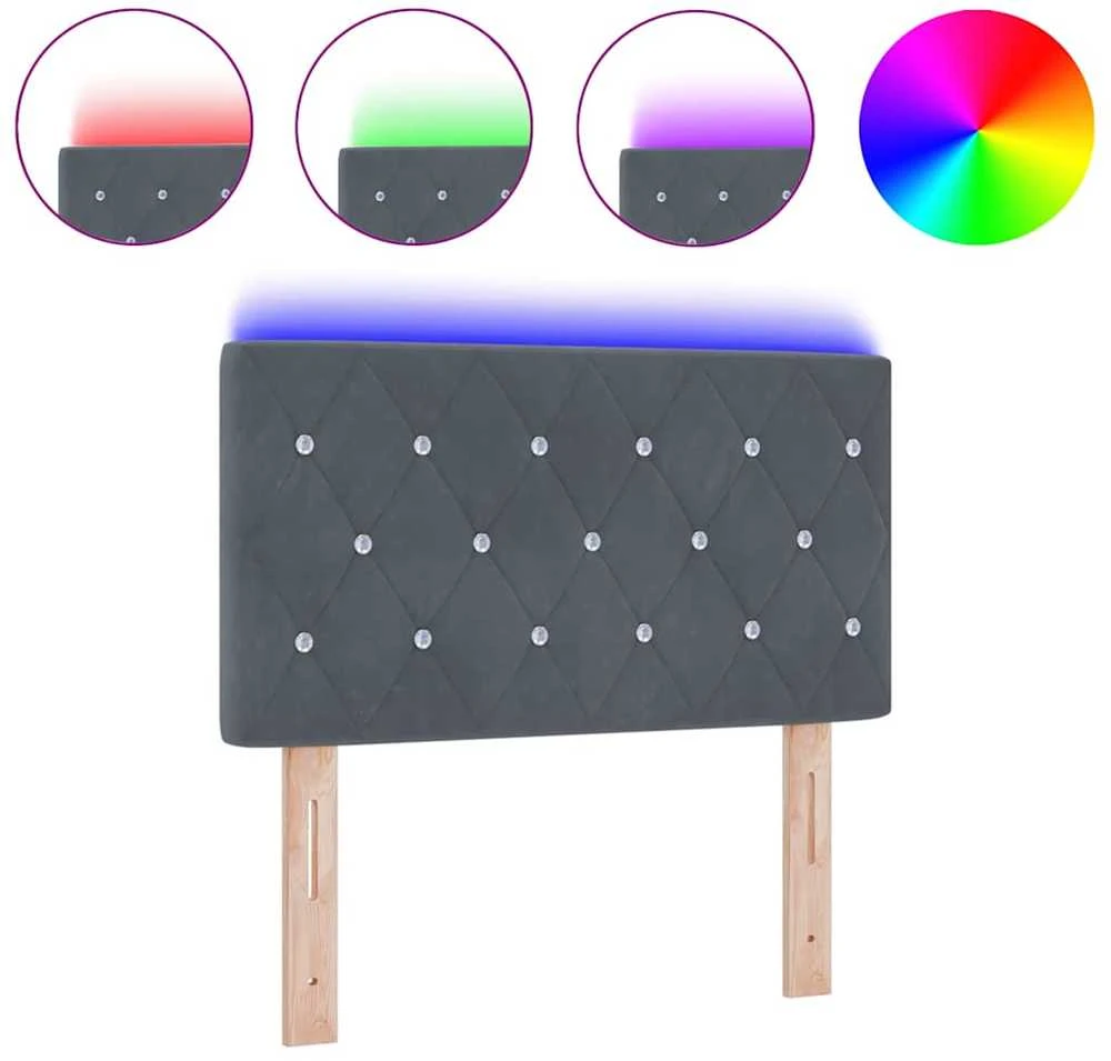 LED galvūgalis su LED juostelėmis Tamsiai pilka 80 cm Aksomas