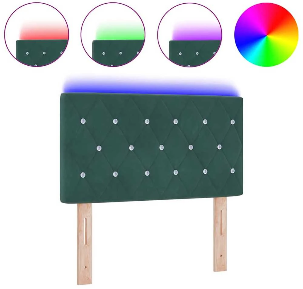 LED galvūgalis su LED juostelėmis Tamsiai žalia 80 cm Aksomas