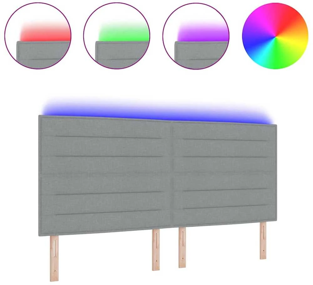 LED galvūgalis su LED juostelėmis Šviesiai pilka 200 cm audinys