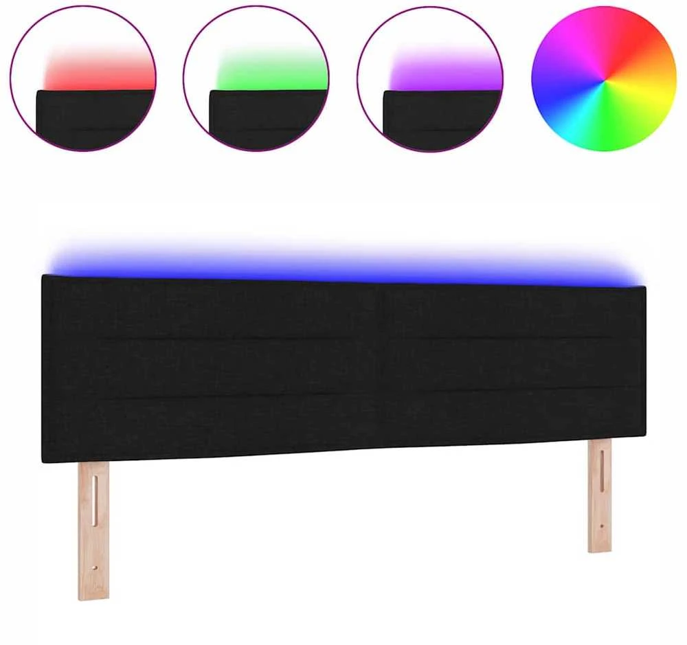LED galvūgalis su LED juostelėmis Juodas 144 cm audinys