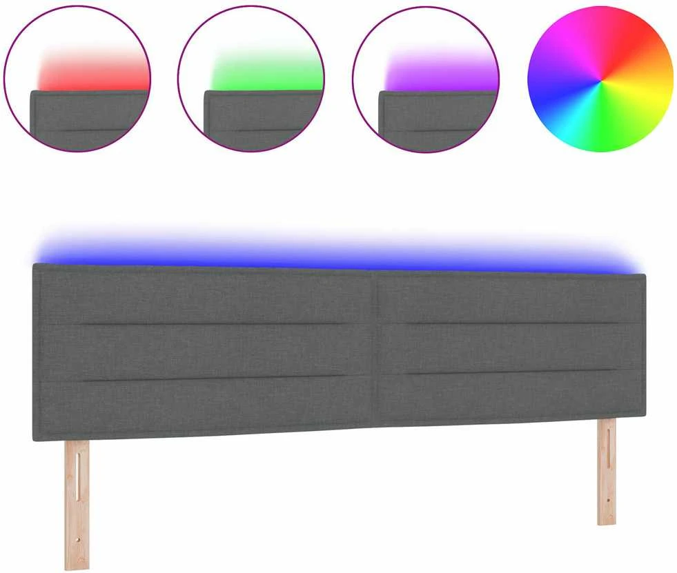 LED galvūgalis su LED juostelėmis Tamsiai pilka 180 cm audinys