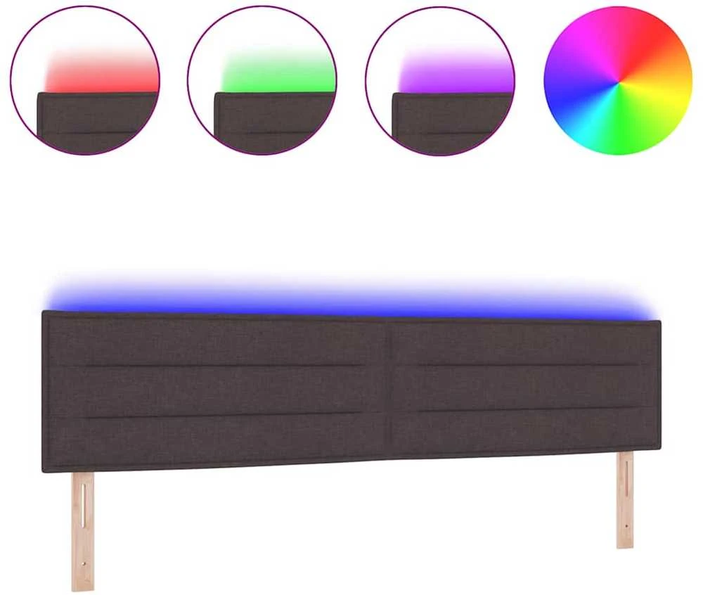 LED galvūgalis su LED juostelėmis Tamsiai rudas 200 cm audinys