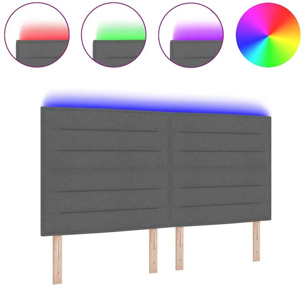 LED galvūgalis su LED juostelėmis Tamsiai pilka 180 cm audinys