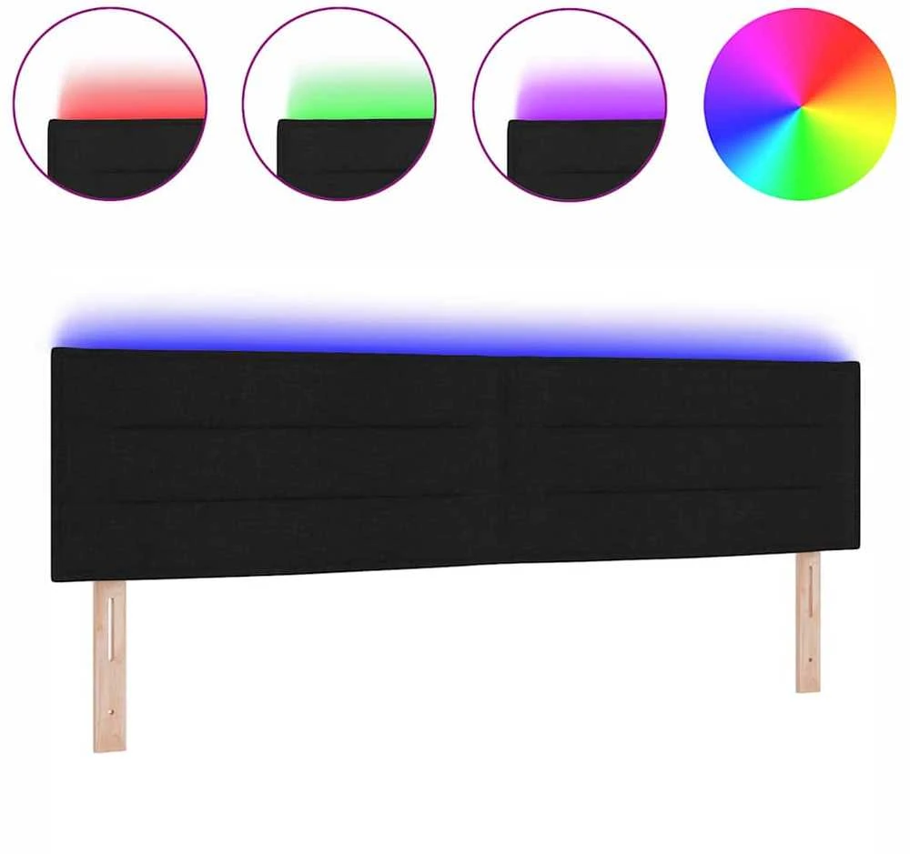 LED galvūgalis su LED juostelėmis Juodas 180 cm audinys