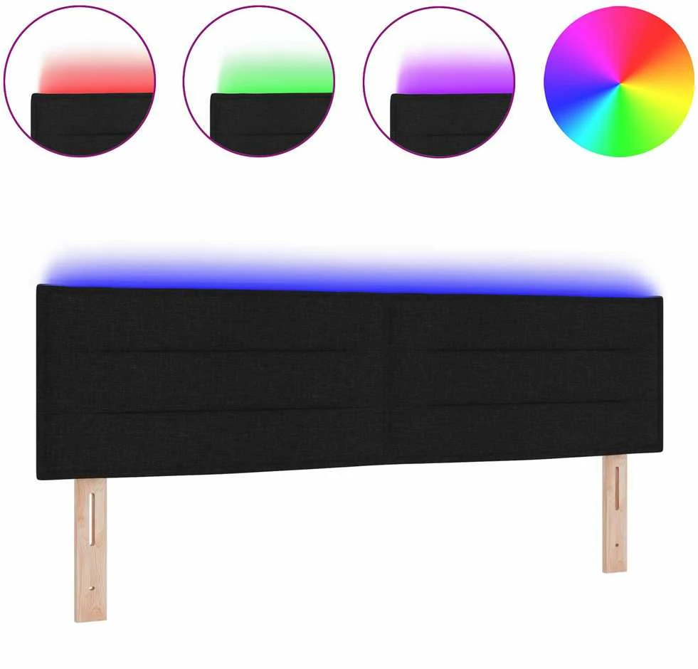 LED galvūgalis su LED juostelėmis Juodas 160 cm audinys