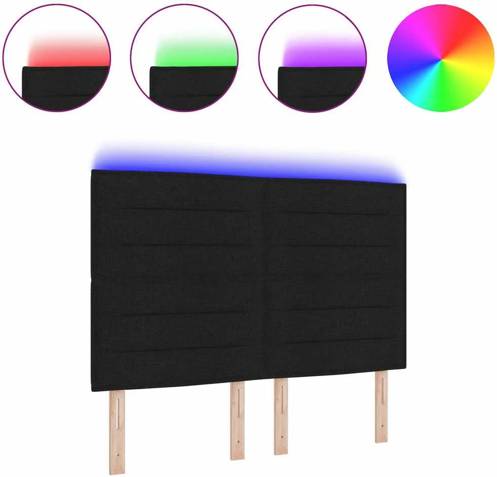 LED galvūgalis su LED juostelėmis Juodas 160 cm audinys
