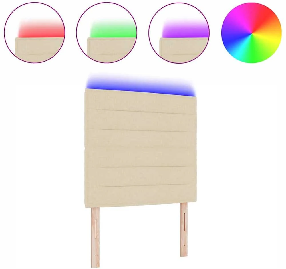 LED galvūgalis su LED juostelėmis Kreminė 100 cm audinys