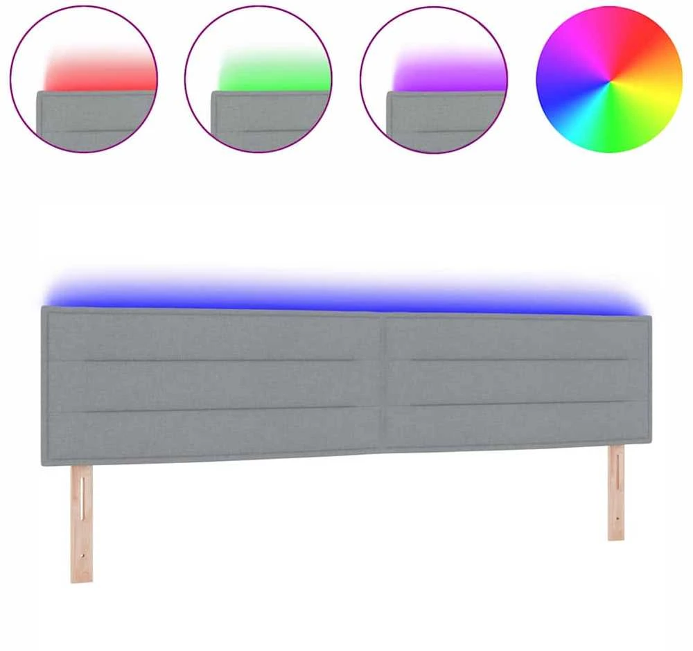 LED galvūgalis su LED juostelėmis Šviesiai pilka 200 cm audinys