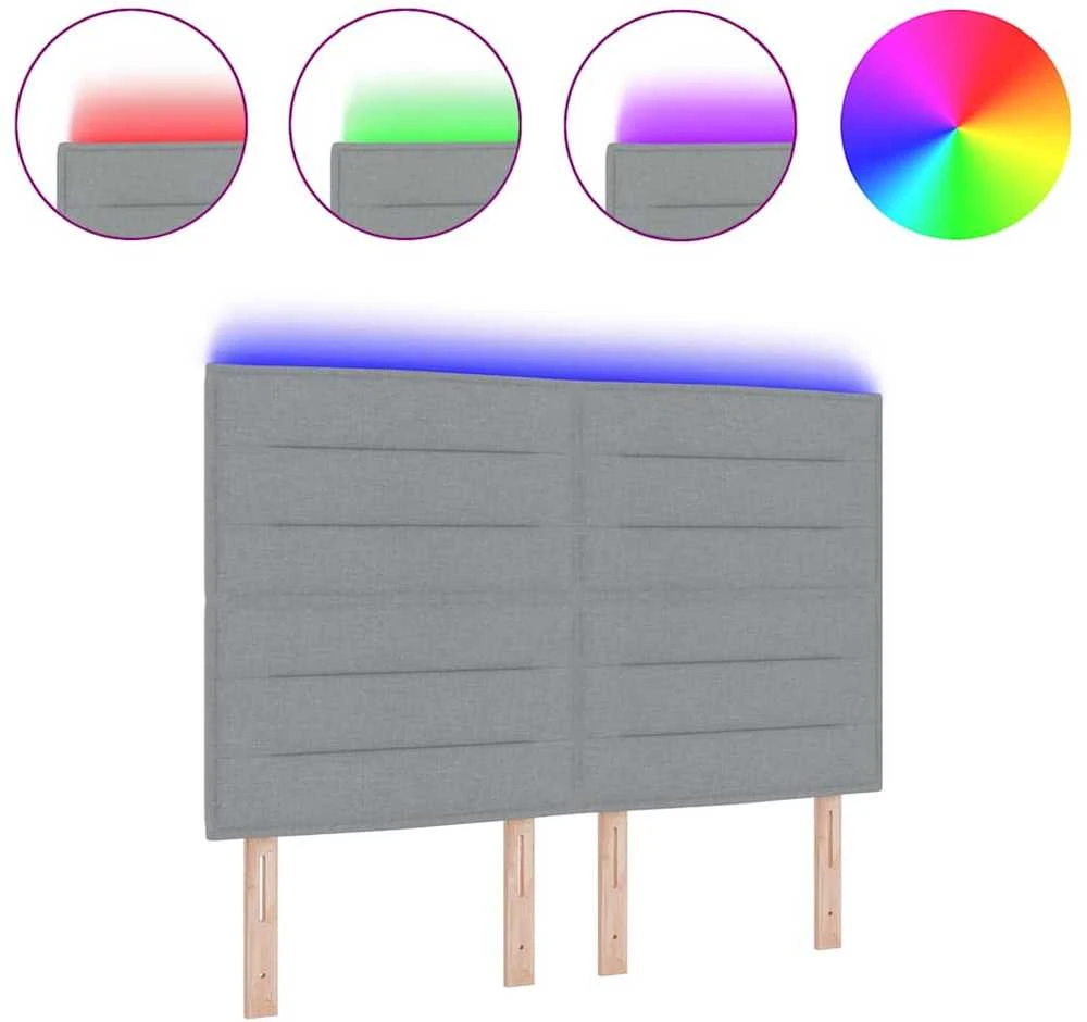 LED galvūgalis su LED juostelėmis Šviesiai pilka 144 cm audinys