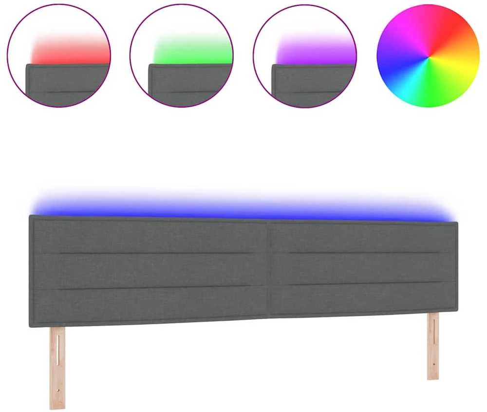LED galvūgalis su LED juostelėmis Tamsiai pilka 200 cm audinys