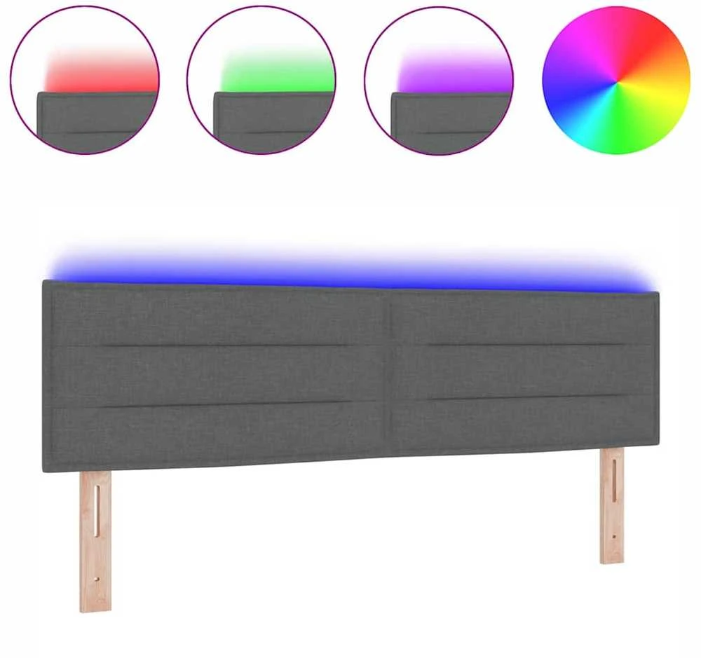 LED galvūgalis su LED juostelėmis Tamsiai pilka 144 cm audinys