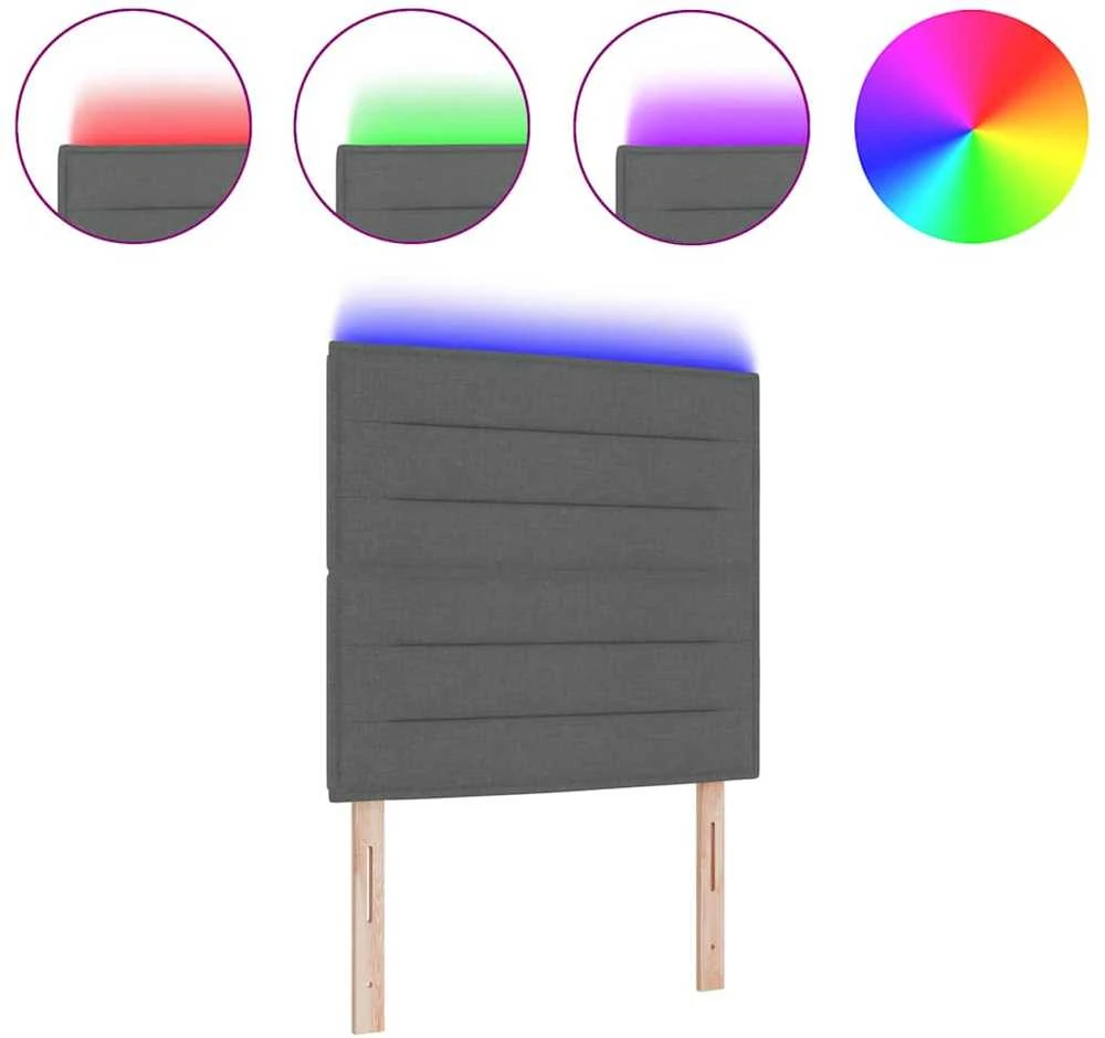 LED galvūgalis su LED juostelėmis Tamsiai pilka 90 cm audinys