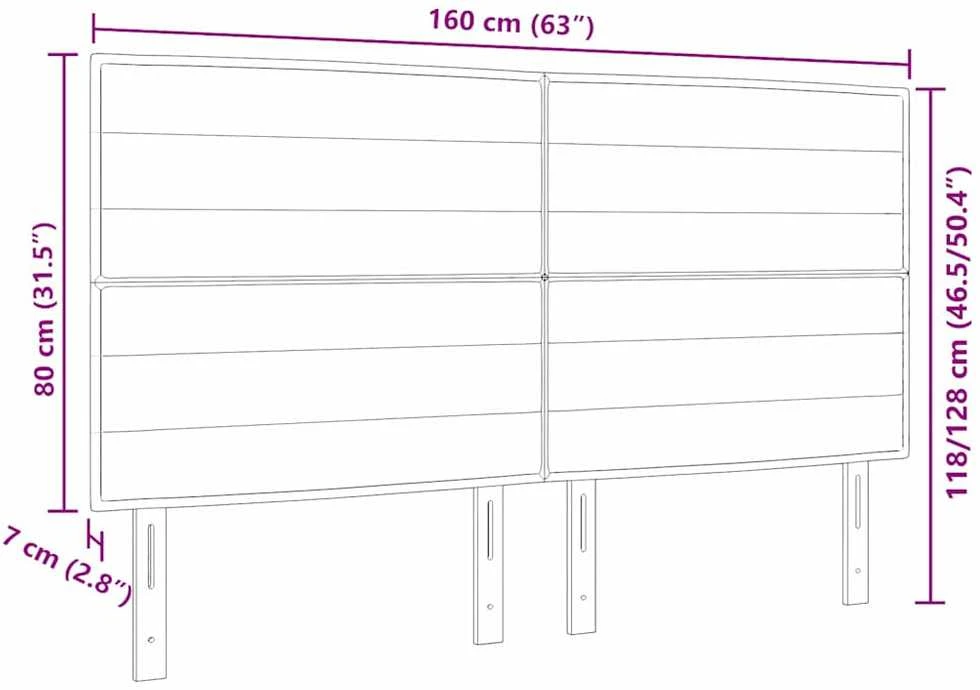 LED galvūgalis su LED juostelėmis Tamsiai pilka 160 cm audinys