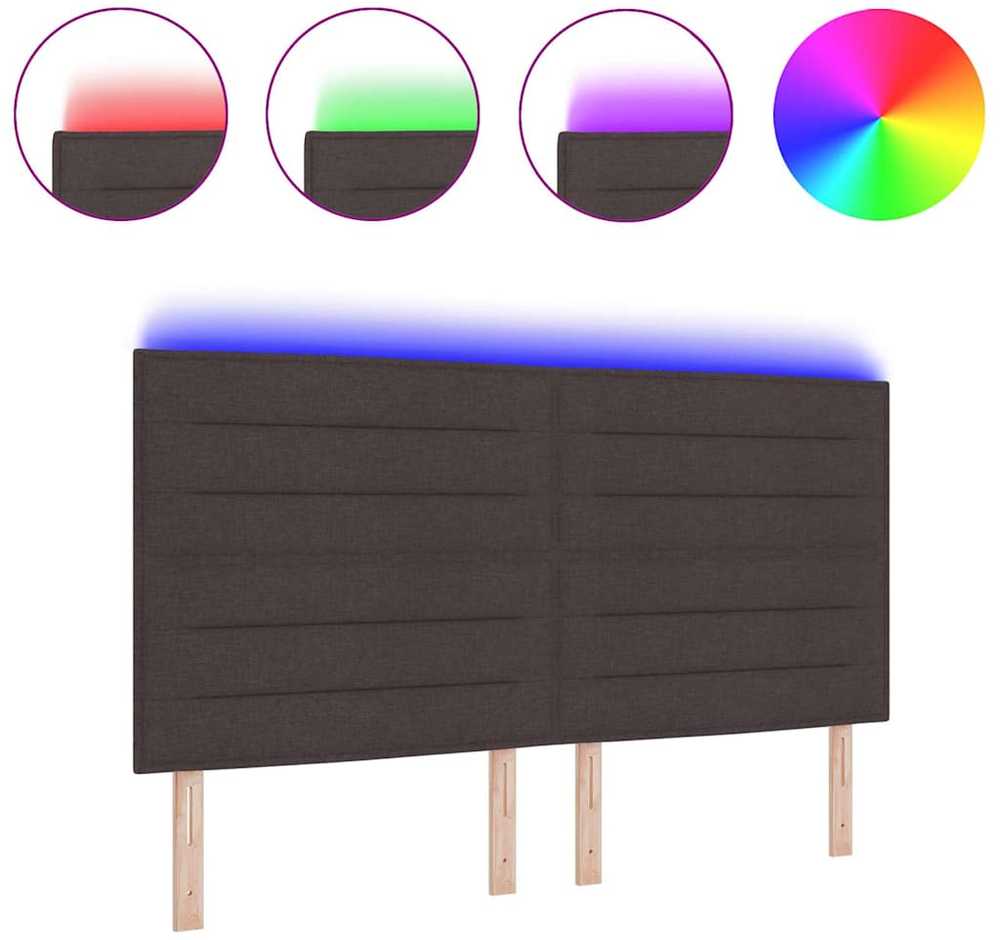 LED galvūgalis su LED juostelėmis Tamsiai rudas 180 cm audinys