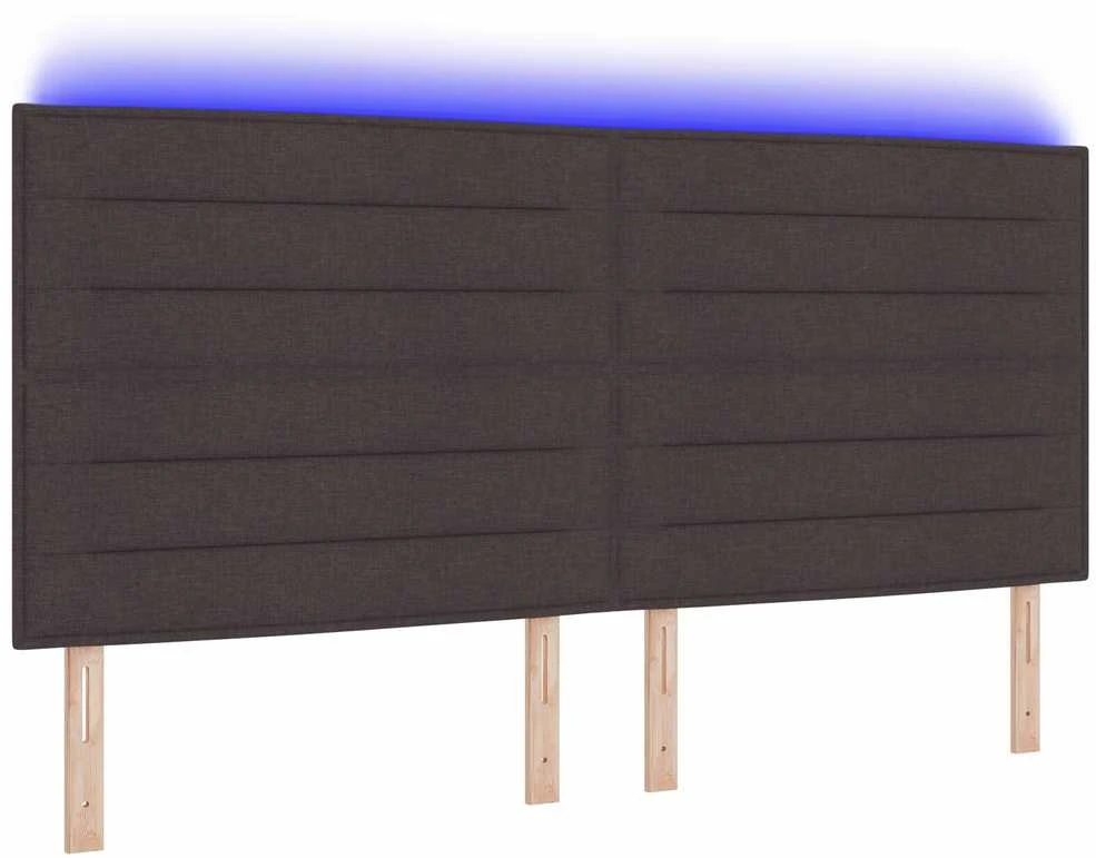 LED galvūgalis su LED juostelėmis Tamsiai rudas 200 cm audinys