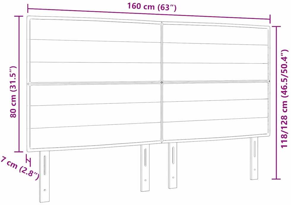 LED galvūgalis su LED juostelėmis Tamsiai rudas 160 cm audinys