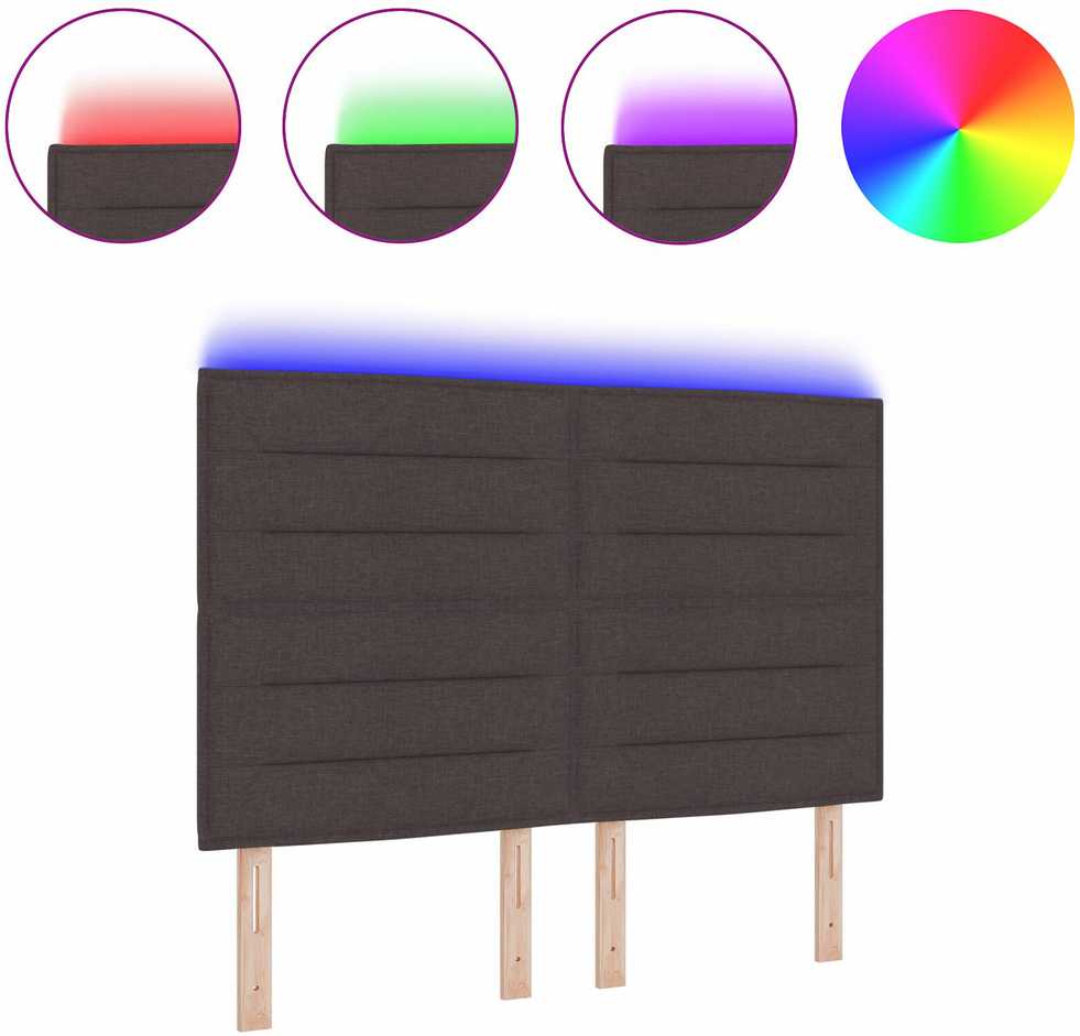 LED galvūgalis su LED juostelėmis Tamsiai rudas 160 cm audinys