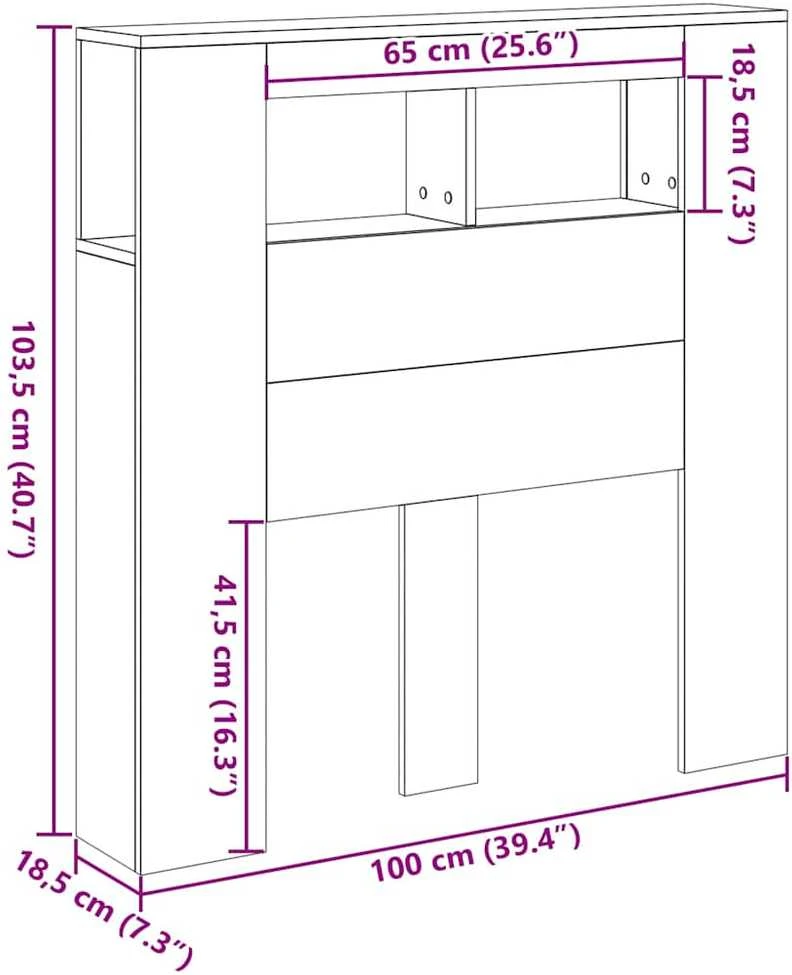 LED galvūgalis, medienos, 100x18,5x103,5cm, apdirbta mediena