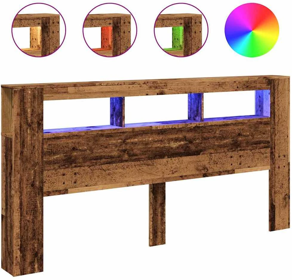 LED galvūgalis, medienos, 200x18,5x103,5cm, apdirbta mediena