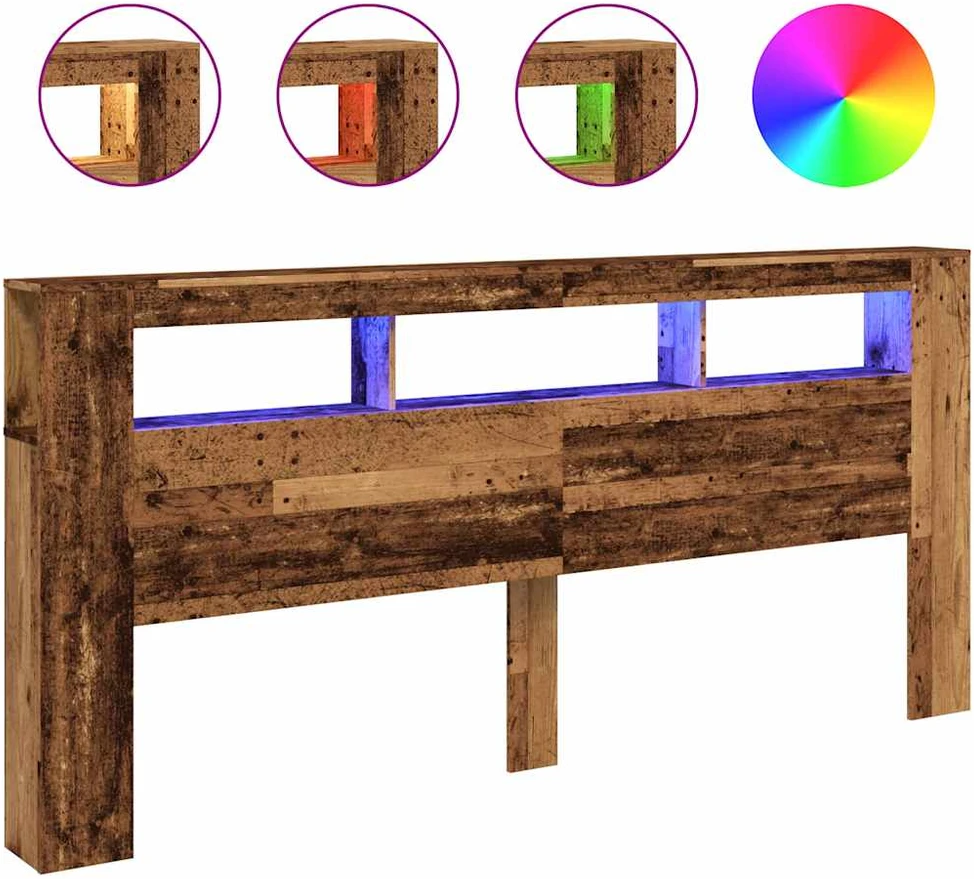LED galvūgalis, medienos, 220x18,5x103,5cm, apdirbta mediena