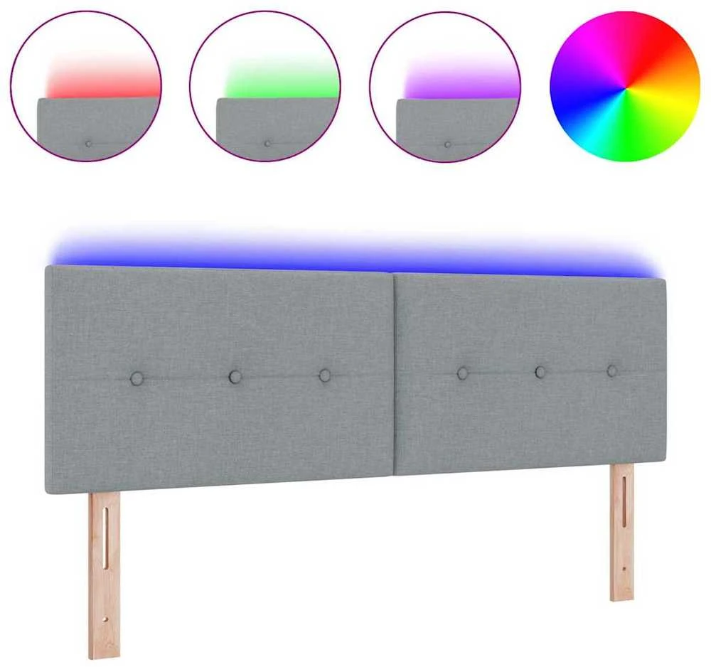 LED galvūgalis su LED juostelėmis Šviesiai pilka 160 cm audinys