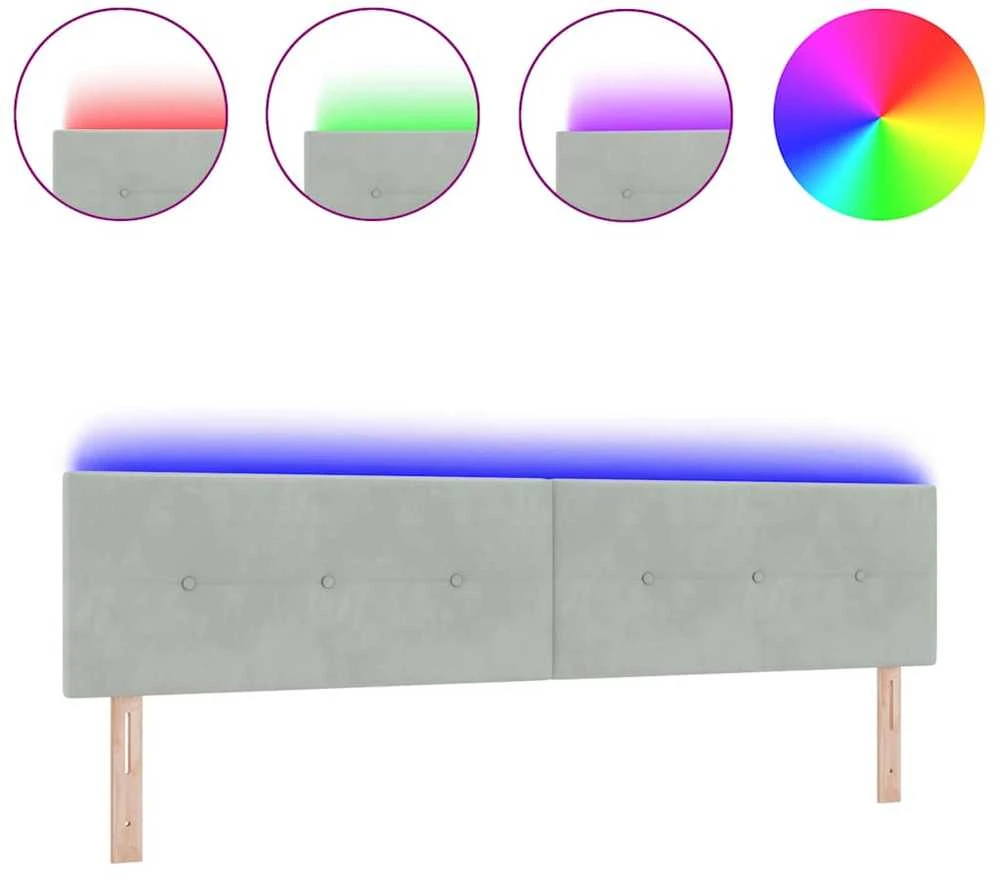 LED galvūgalis su LED juostelėmis Šviesiai pilka 200 cm Aksomas
