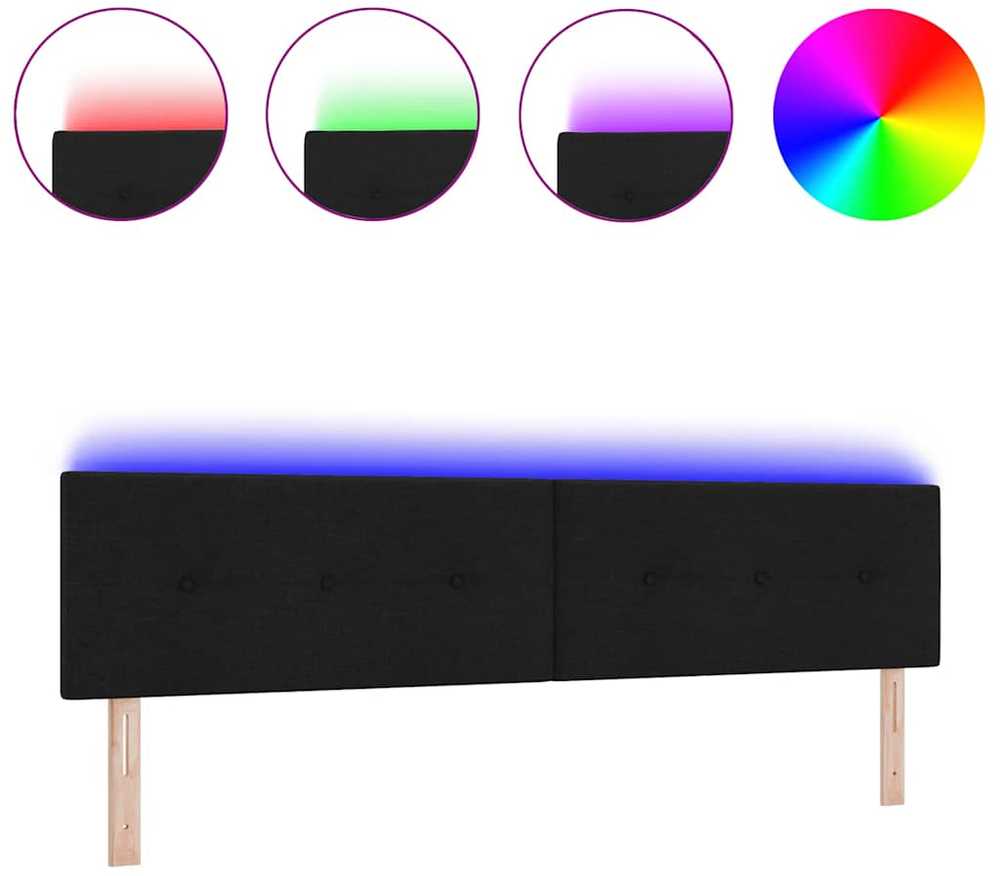 LED galvūgalis su LED juostelėmis Juodas 200 cm audinys