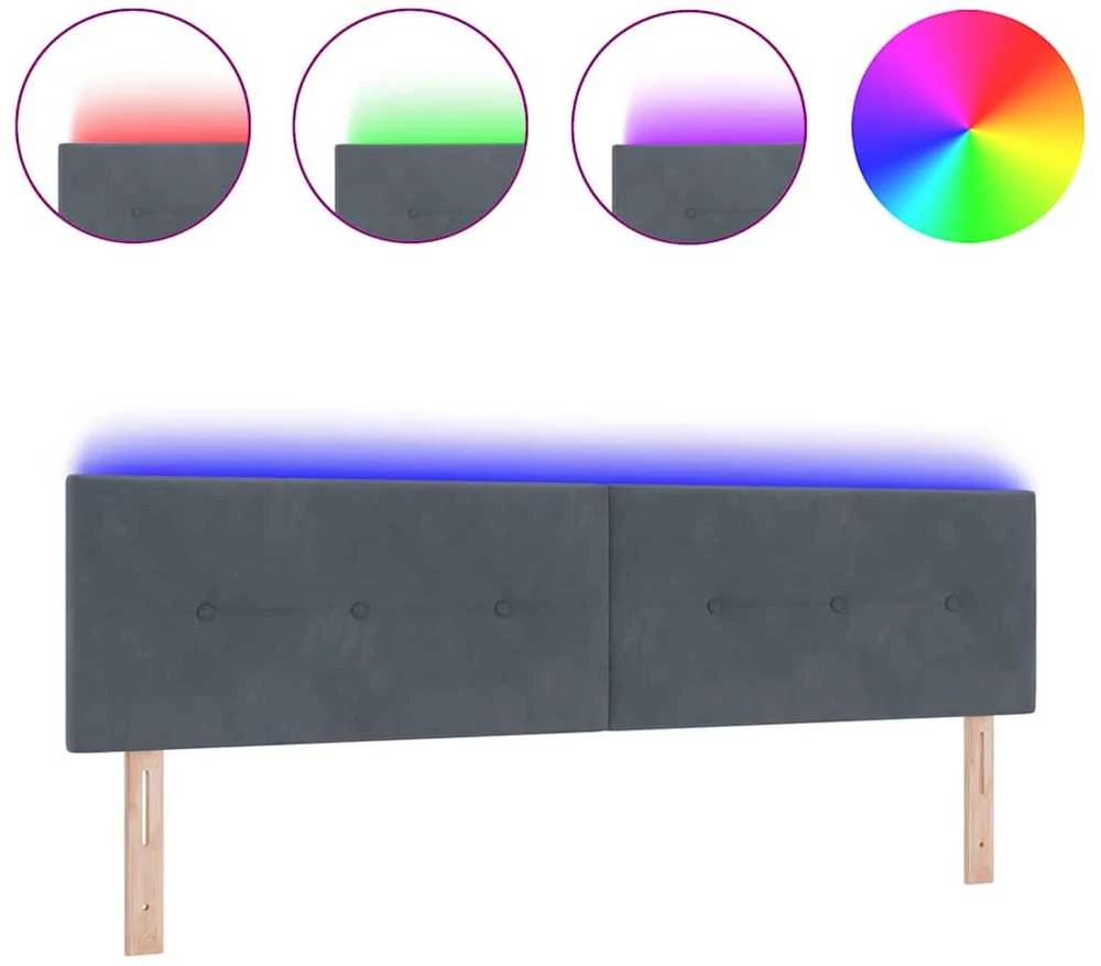 LED galvūgalis su LED juostelėmis Pilka 180 cm Aksomas