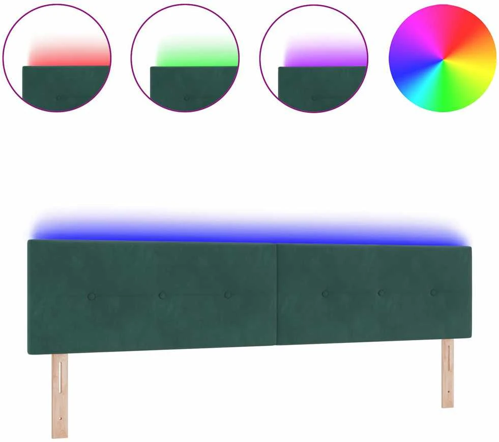 LED galvūgalis su LED juostelėmis Žalia 200 cm Aksomas
