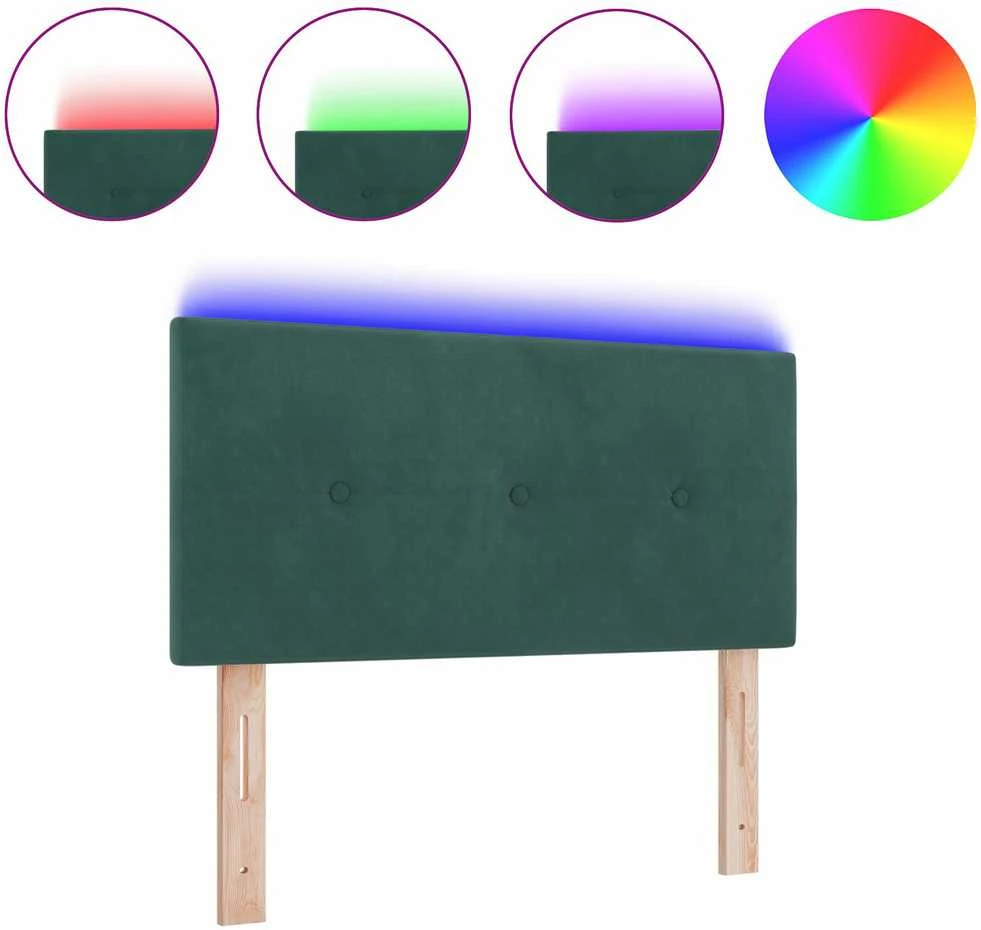 LED galvūgalis su LED juostelėmis Žalia 90 cm Aksomas