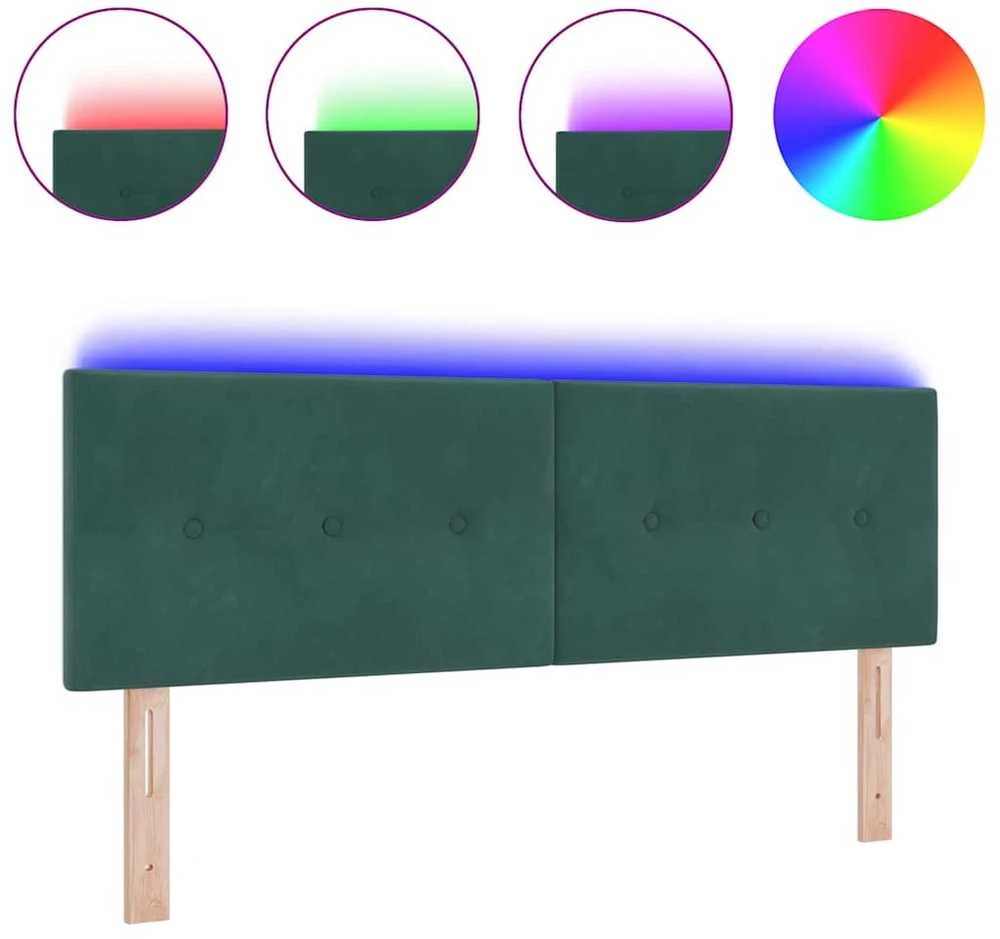 LED galvūgalis su LED juostelėmis Žalia 144 cm Aksomas