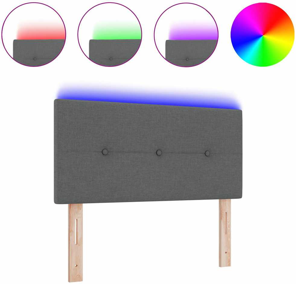 LED galvūgalis su LED juostelėmis Tamsiai pilka 100 cm audinys