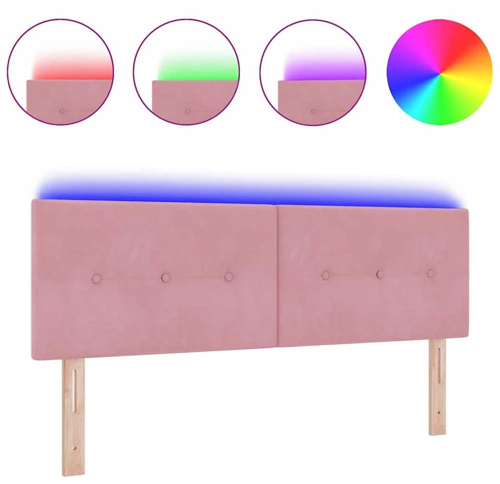 LED galvūgalis su LED juostelėmis Rožinė 144 cm Aksomas