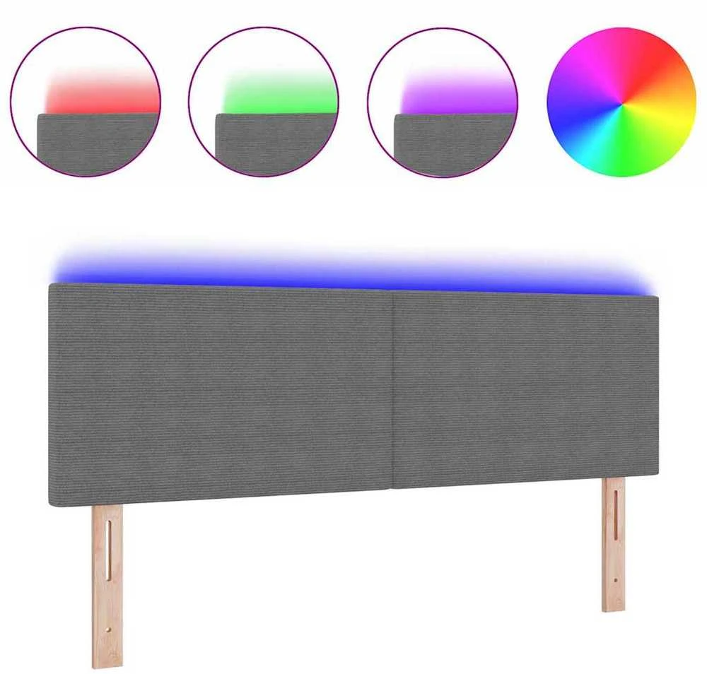 LED galvūgalis Šviesiai pilka 144 cm Kordūrinis audinys