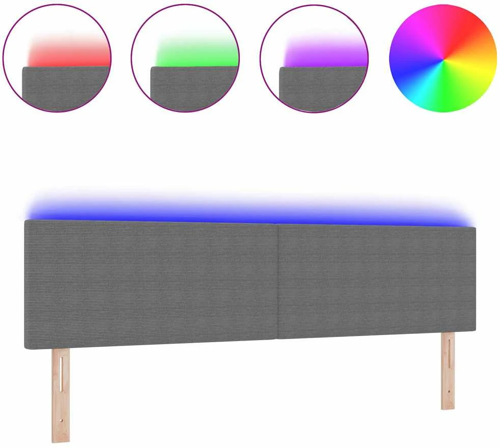 LED galvūgalis Šviesiai pilka 180 cm Kordūrinis audinys