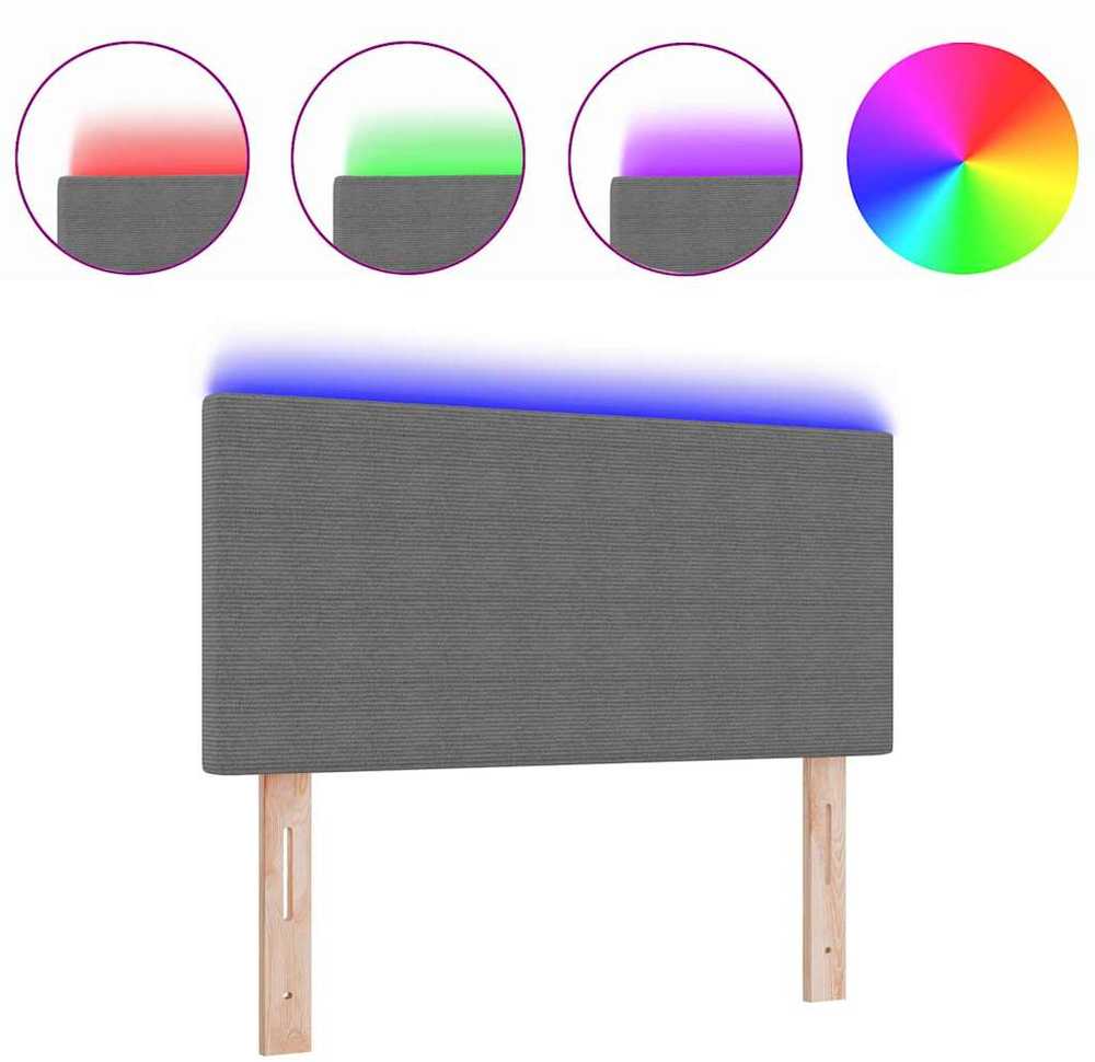LED galvūgalis Šviesiai pilka 100 cm Kordūrinis audinys