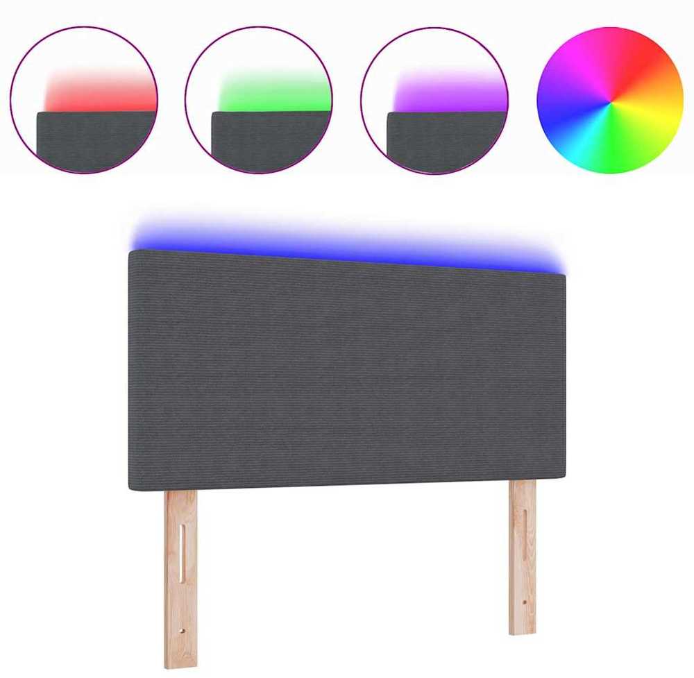 LED galvūgalis Tamsiai pilka 100 cm Kordūrinis audinys