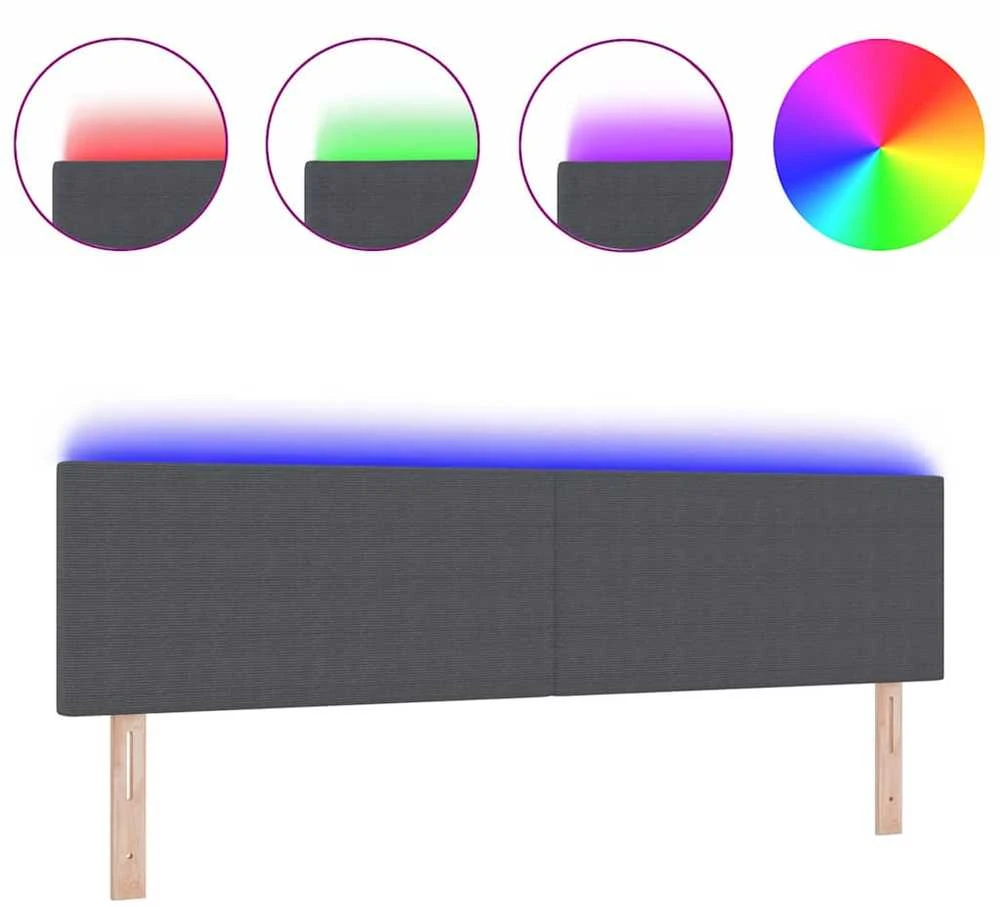LED galvūgalis Tamsiai pilka 180 cm Kordūrinis audinys